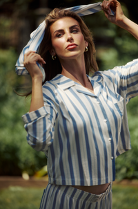 Garden Bed Sleep Set - Tomato in Blue Pinstripe