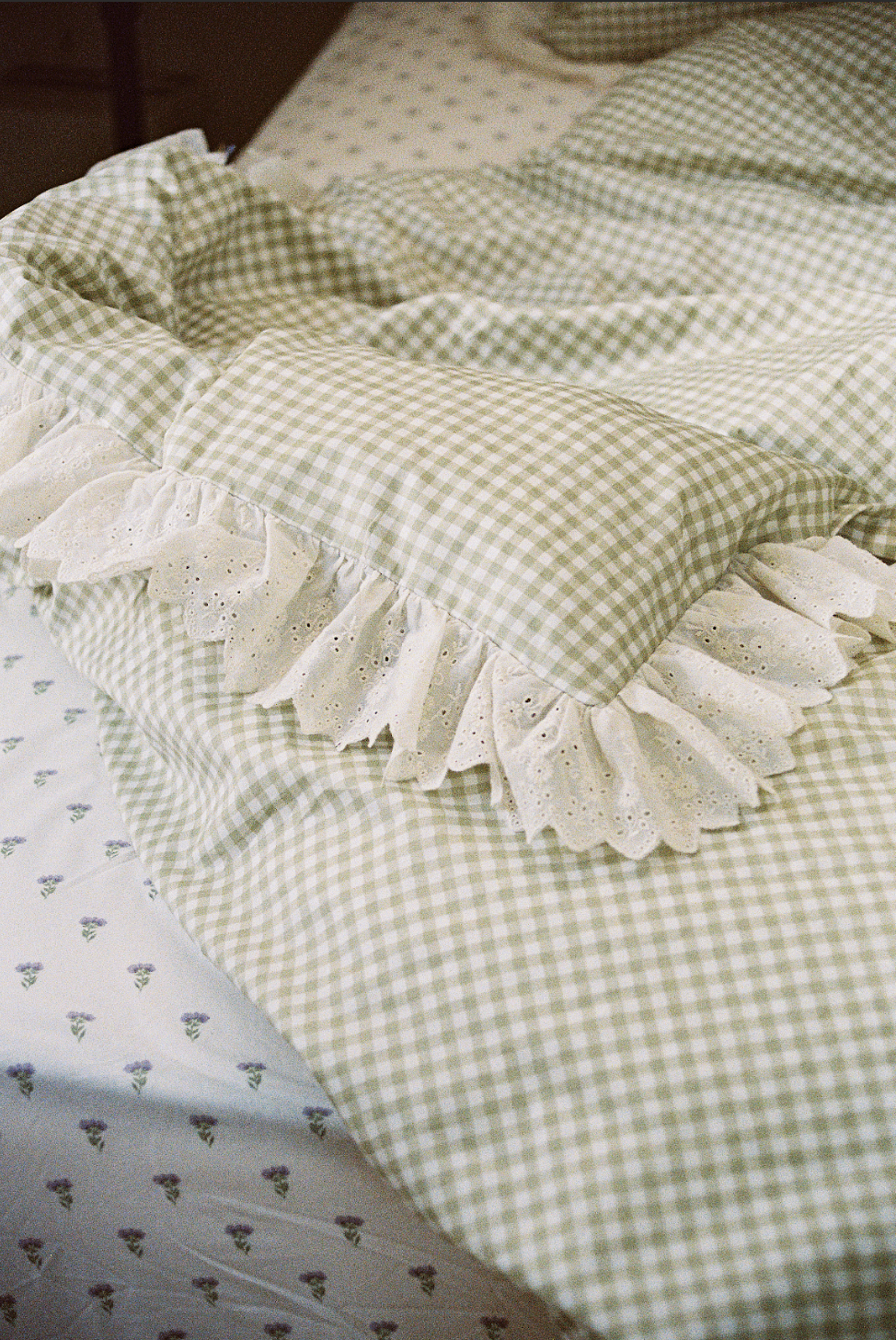 Eyelet Gingham Duvet Set - Meadow