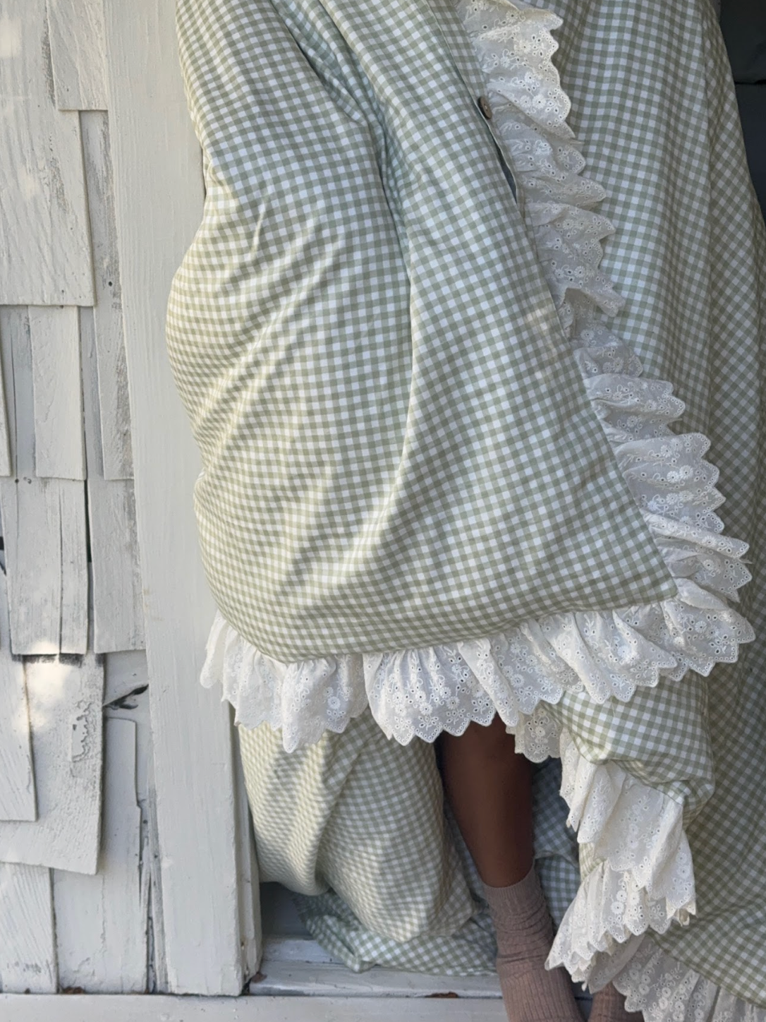 Eyelet Gingham Duvet Set - Meadow