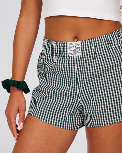 Single Fitted Boxer Shorts- Picnic Gingham Pine