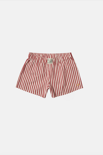 Single Fitted Boxer Shorts - Candy Stripe Cherry