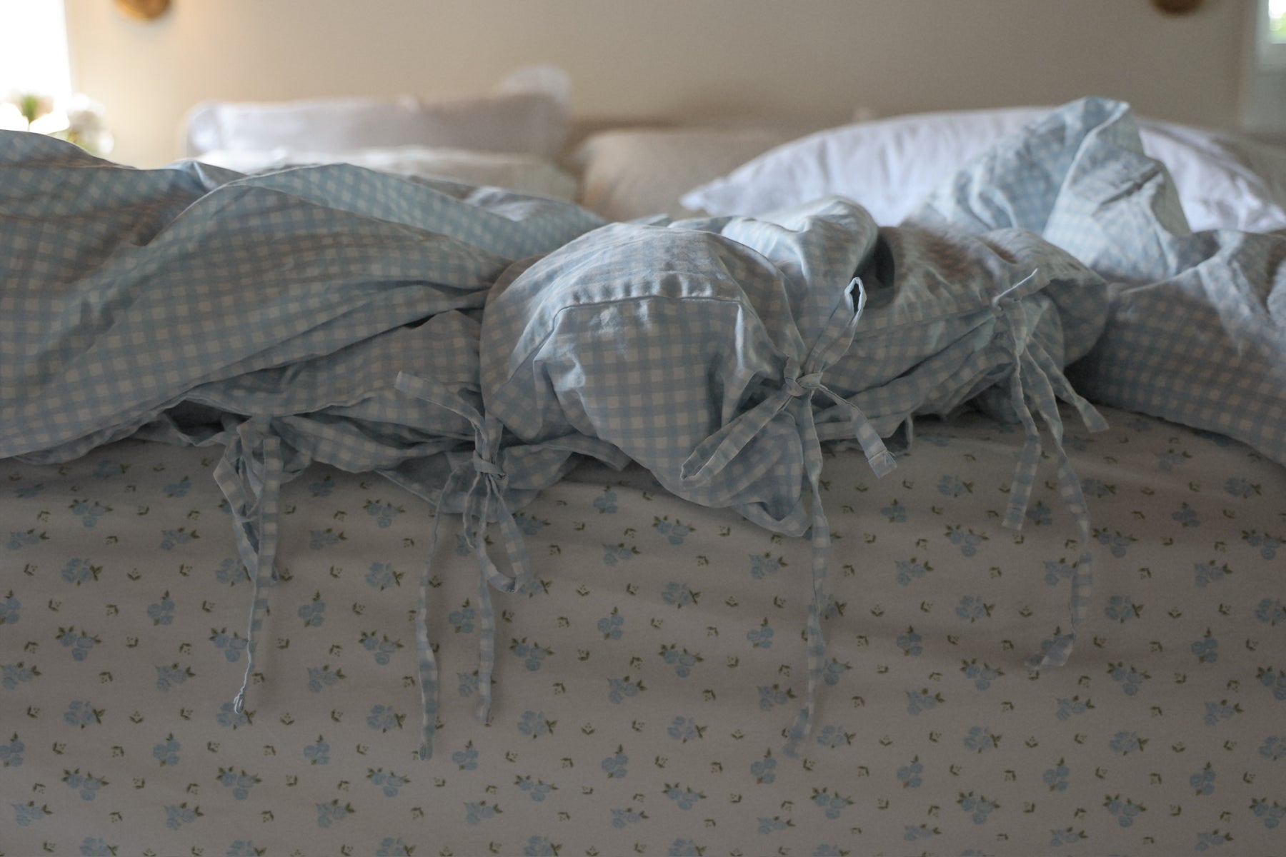 Gingham Duvet Set - Powder Blue