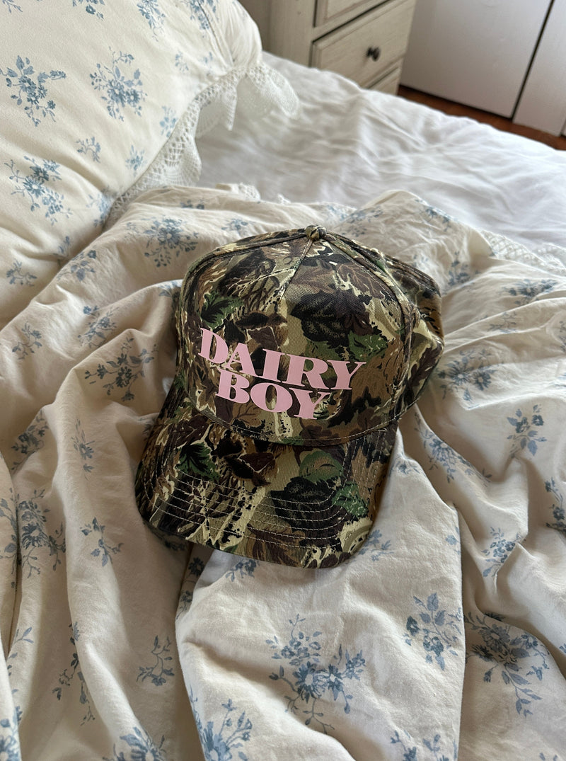 Camo Trucker Hat Pink Dairy Boy